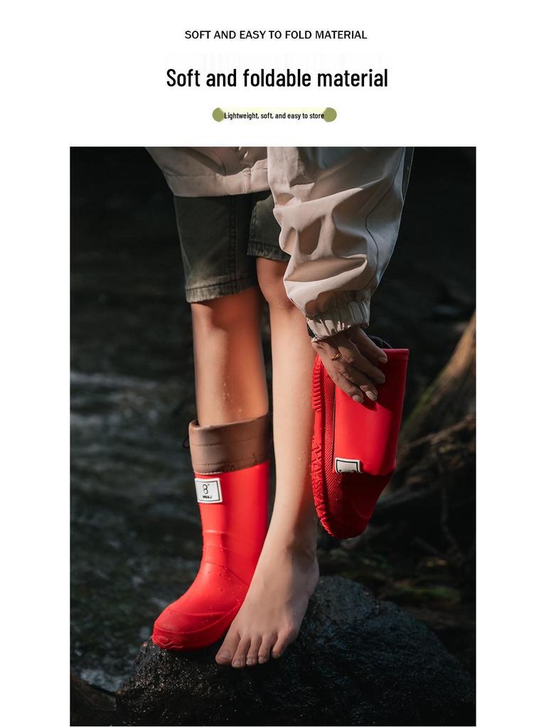 Kinder Wasserdichte Rutschfeste Regenstiefel für Jungen und Mädchen - Leicht, Faltbar, Perfekt für Grundschüler.