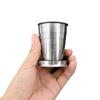 250Ml Stainless Steel Folding Cup Outdoor Travel Camping Portable Collapsible Water Cups With Keychain Retractable Teacups