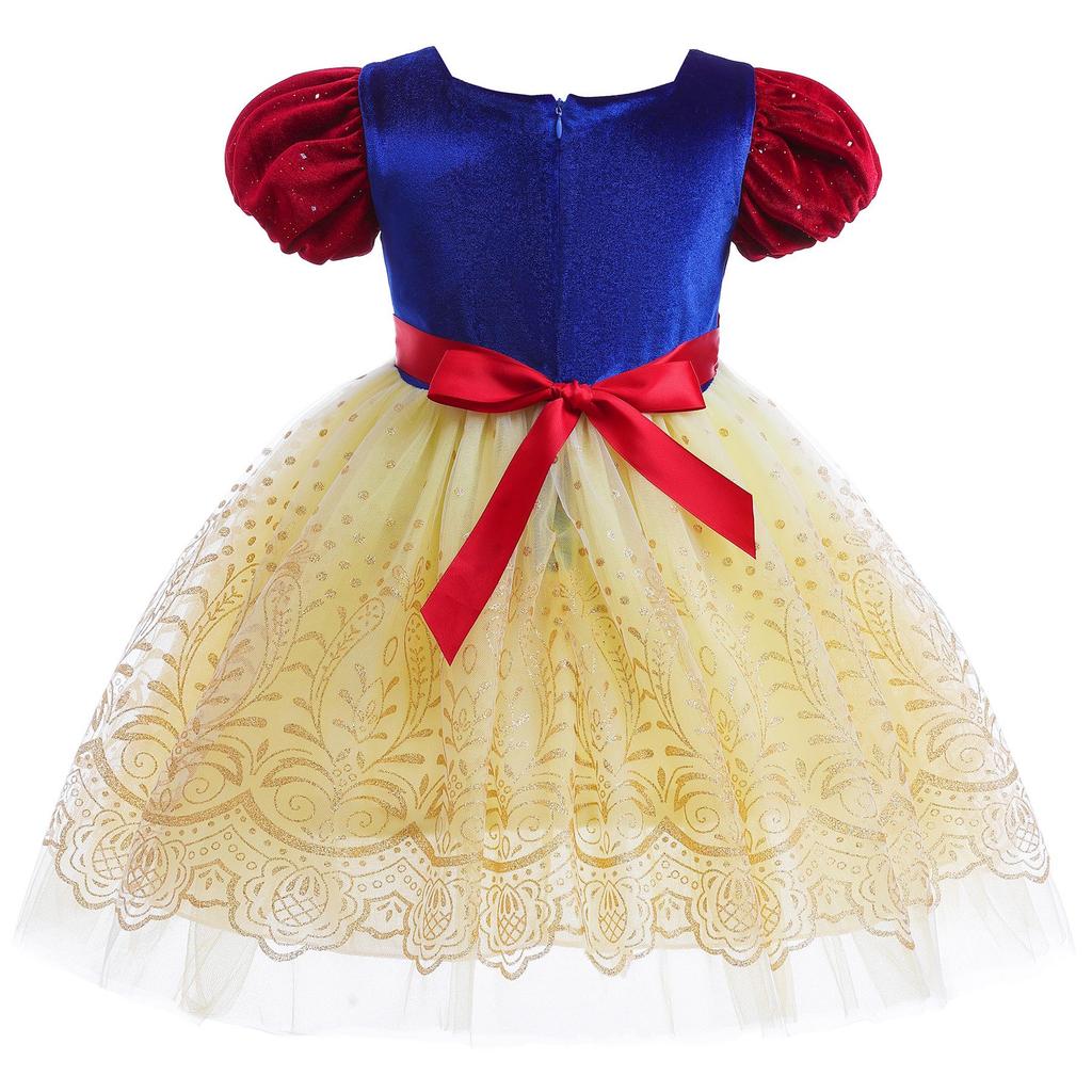 Girls' Western Style Velvet Puff Sleeve Snow White Lolita Dress