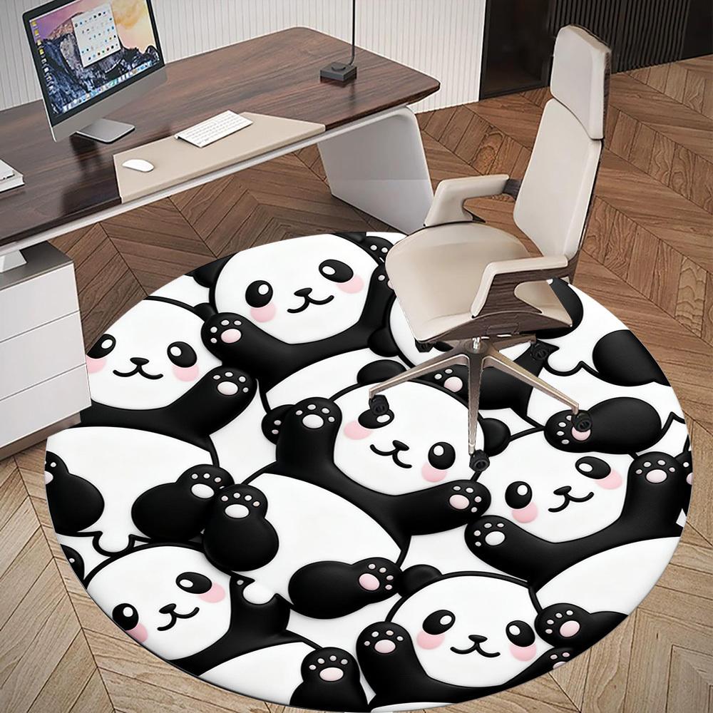 1pc Panda Cute Round Chair Mat Office Area Rug - Non-Slip, Floor Mat for Office, Bedroom, Ideal Home Decor Gift P0105041