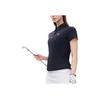 Fila Solid Color Logo Slim Fit Half Zip Short Sleeve Polo Shirt Women Tops Black A11W225128FBK