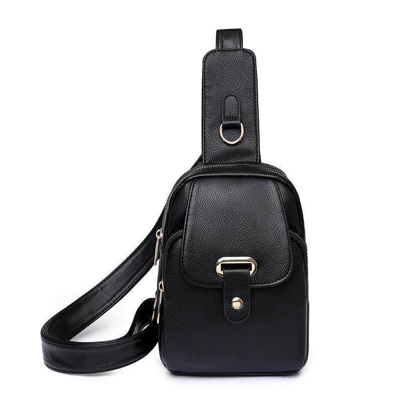 Women's Bag New Pu Crossbody Breast Bag Fashionable and Simple Solid Color Shoulder Bag Light Casual Travel Bag