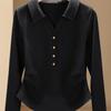 Women's Pure Cotton Fashion Polo Collar T-Shirt - Slimming, Stylish & Versatile Top for Autumn 2025