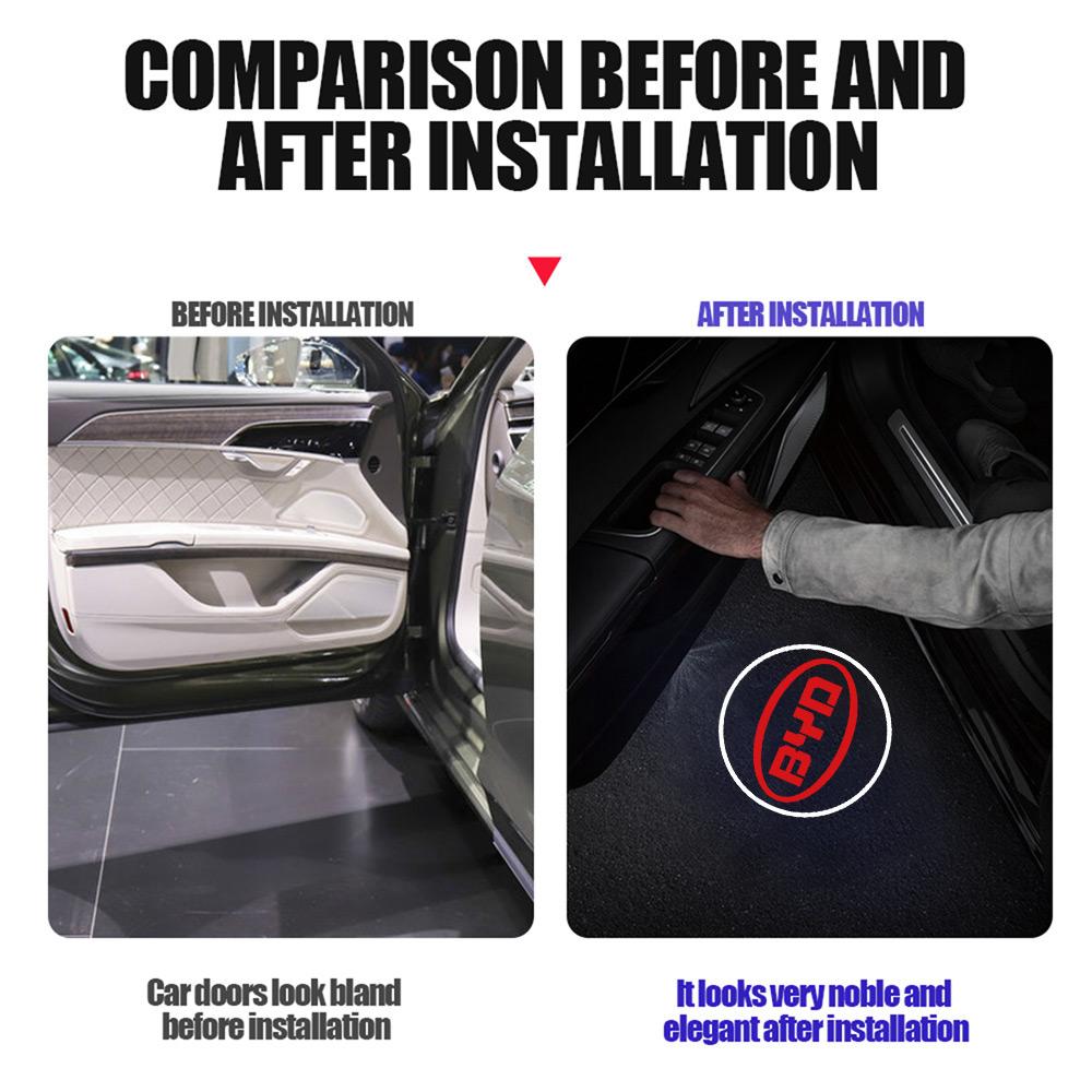 1/2Pcs Led Car Door Welcome Lights Auto Logo Projector Lamp For BYD Tang Atto3 Yuan Plus Seal Song Dolphin Sealion Shark Sealion