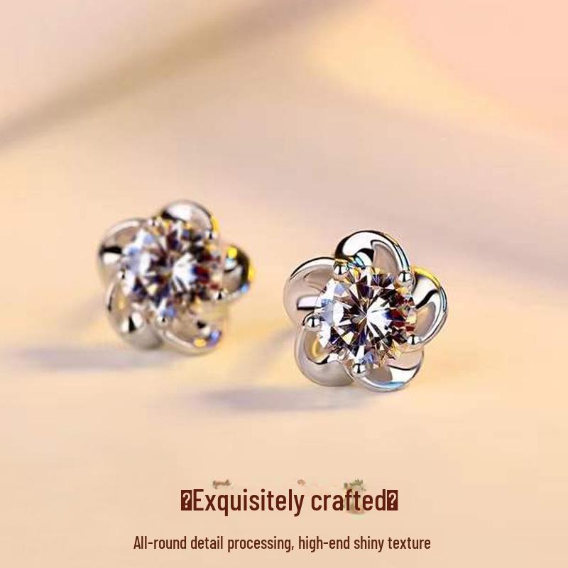 Brincos Flor de Ameixeira em Prata de Lei 925 - Design de Nicho Estilo Japonês e Coreano para Mulheres