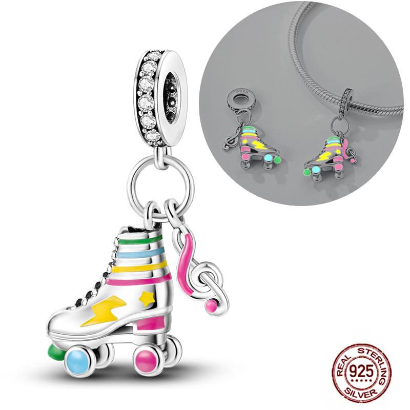 Pink Purple Series Charms Copper Murano Glass Butterfly Animal Paw Print Clasp Charm Beads Fit Original Bracelet Diy Jewelry