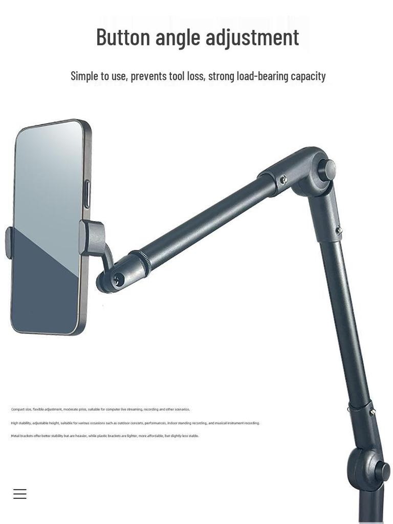 Metal Desktop Tablet & Phone Stand with Cantilever Arm for Streaming, Recording & Microphone Mount