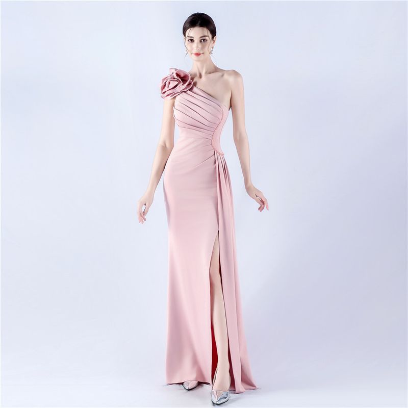 

Red Evening dress Women High-Grade Socialite Temperament Light Luxury Banquet Company Annual Meeting Host Long Dress Lotus root powder XL