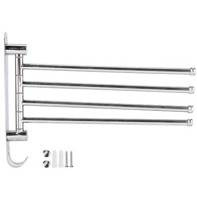 Wandmontierter Edelstahl 180 Grad drehbarer Handtuchhalter mit 4 Stangen für Badezimmer Toilette