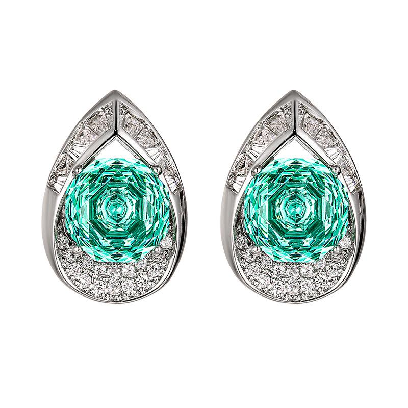 Jewelry Copper Bottom Gold Plated Simulation Rose Cut Color Treasure Earrings Earrings Women'S 10 * 10