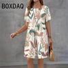 Ladies' 3D Diamond Printed Mini Dress Fashion Style Street Dress Summer Women Casual Round Neck Short Sleeve Mini Dress Vestidos