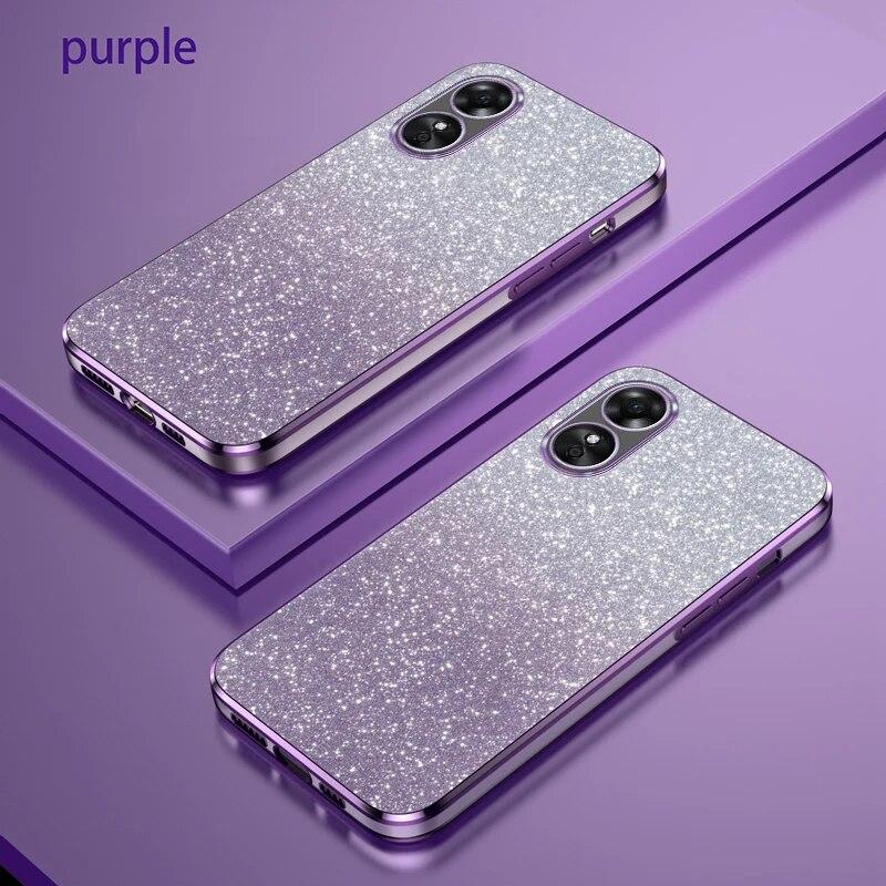 A58 A78 Luxury Gradient Glitter Plating Case On For Oppo A78 A58 A97 A83 A93 A92 A96 A95 A91 A72 A74 A72 A83 A94 4G 5G Cover A78