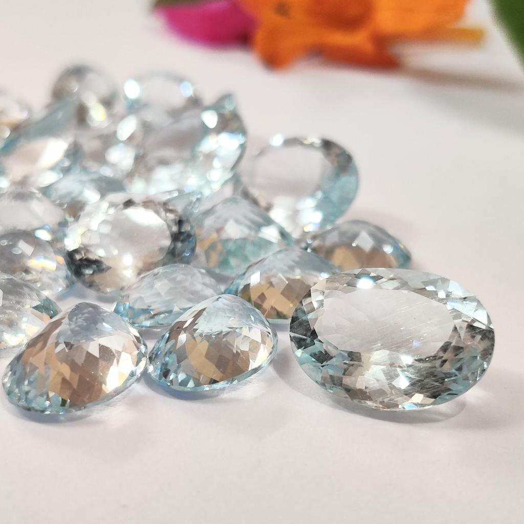 Natural Aquamarine Oval Cut Gemstone Lot, Calibrated Size Aquamarine Gemstone Lot, All Size Aquamarine Faceted Gemstone For Jewelry Making.