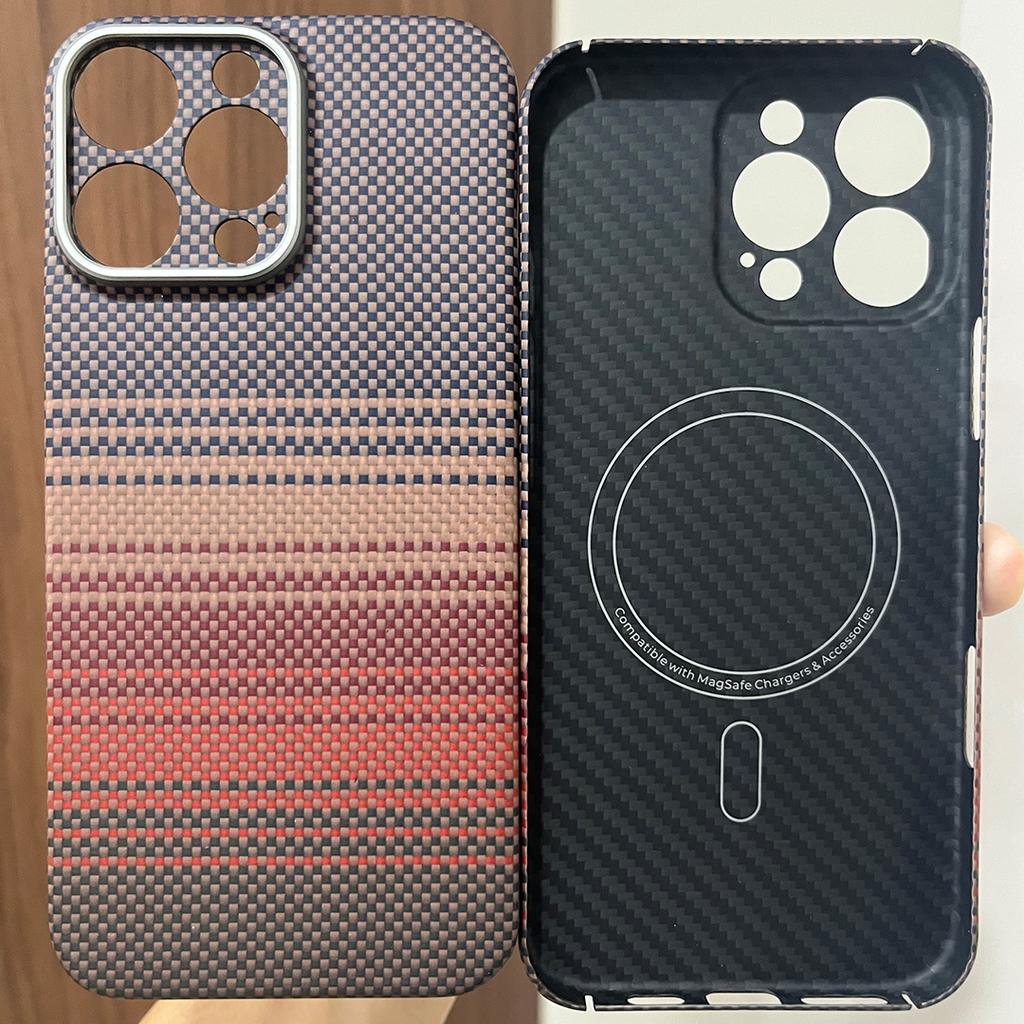 Magnetic Real Aramid Carbon Fiber Phone Case Cover On For iPhone 15 16 17 Pro Max Air 17Pro ProMax I15 I16 I17 Macsafe Magsafe