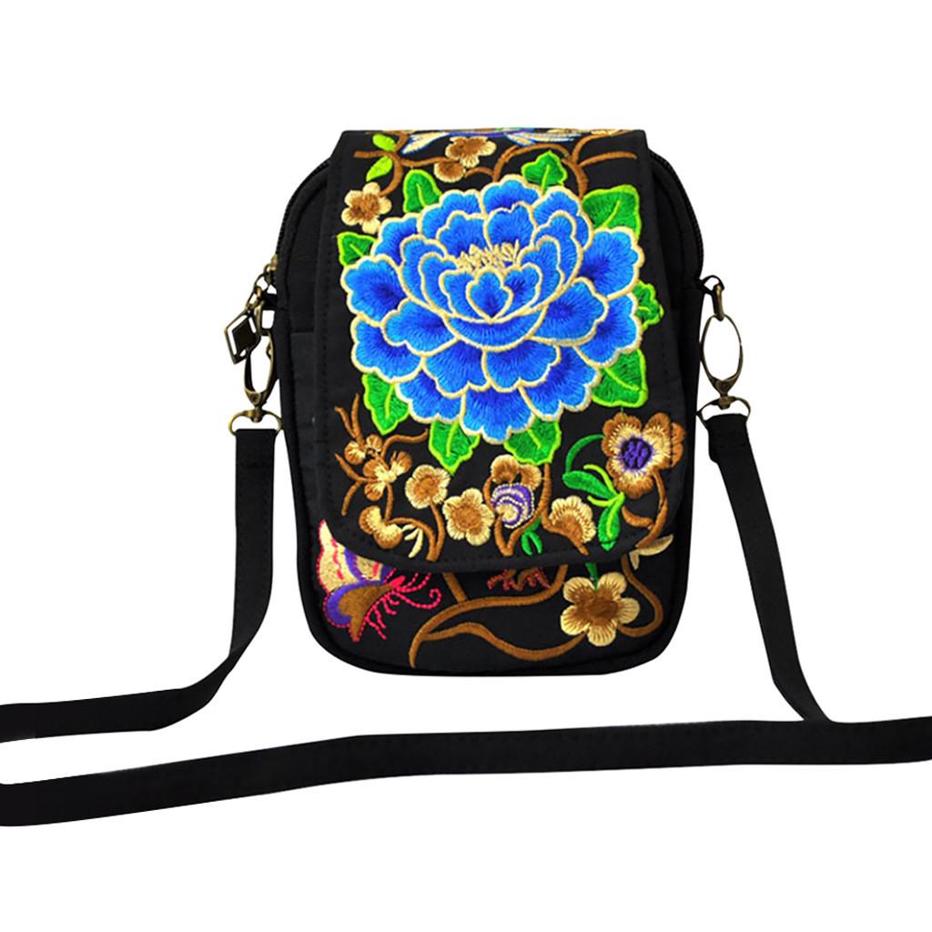 Sagit Womens Ethnic Style Embroidered  Retro Backpack Mini Coin Purse Small Bag