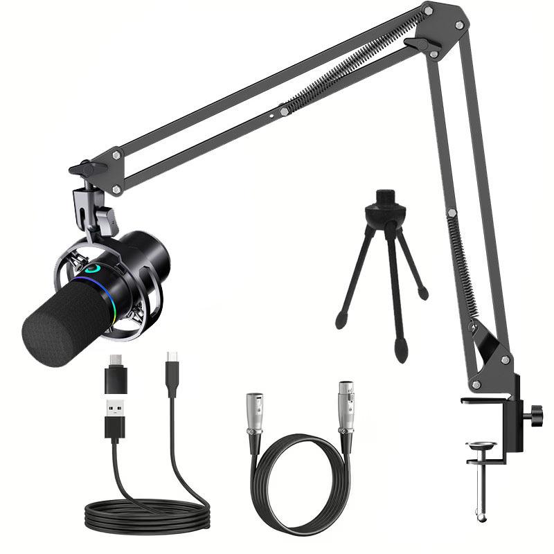 WM8 Dynamic USB XLR RGB Microphone for Desktop eSports and Live Streaming with Sound Card