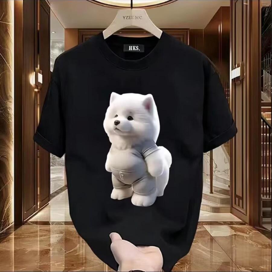 2024 Trendy Men's Cotton Short-Sleeve Round Neck Cartoon Print T-Shirt