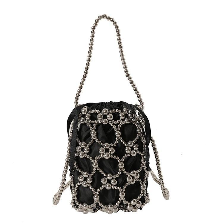 

IELGY Изысканная и модная сумочка, сумка для мобильного телефона из бисера в зарубежном стиле, свежая и элегантная женская сумка диагонального пролета. чёрный