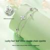 Double-Layer Four-Leaf Clover Bracelet in 925 Silver-Plate – Light Luxury Gift for Women, Ideal for Valentine's or Birthdays