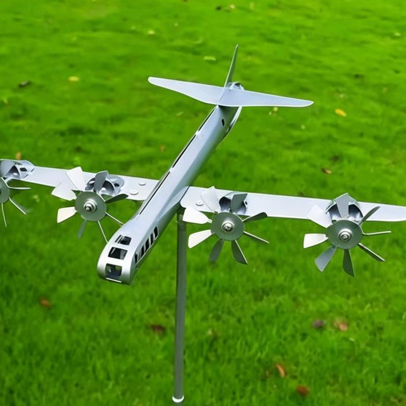 Pastoral Courtyard Windmill: Rotating Airplane Weather Vane Outdoor Ground Decor