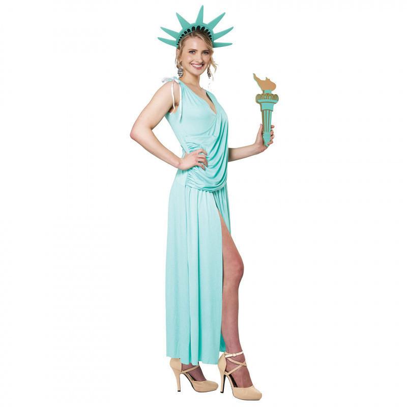 Cosplay Women Knitted Statue Of Liberty Outfit For Halloween Stage Performance