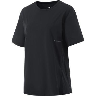 Fitness Series Solid Color Round Neck Moisture Wicking Loose Short Sleeve T-Shirt Women Tops Black ATSU456-5