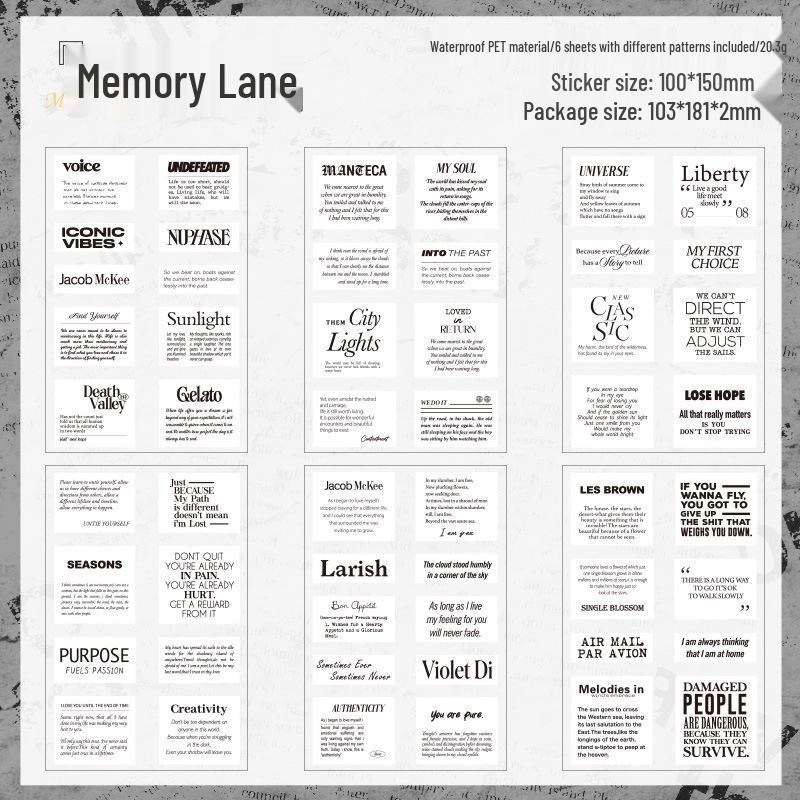 Yuezhen Retro English Text Die-Cut PET Sticker for Journals
