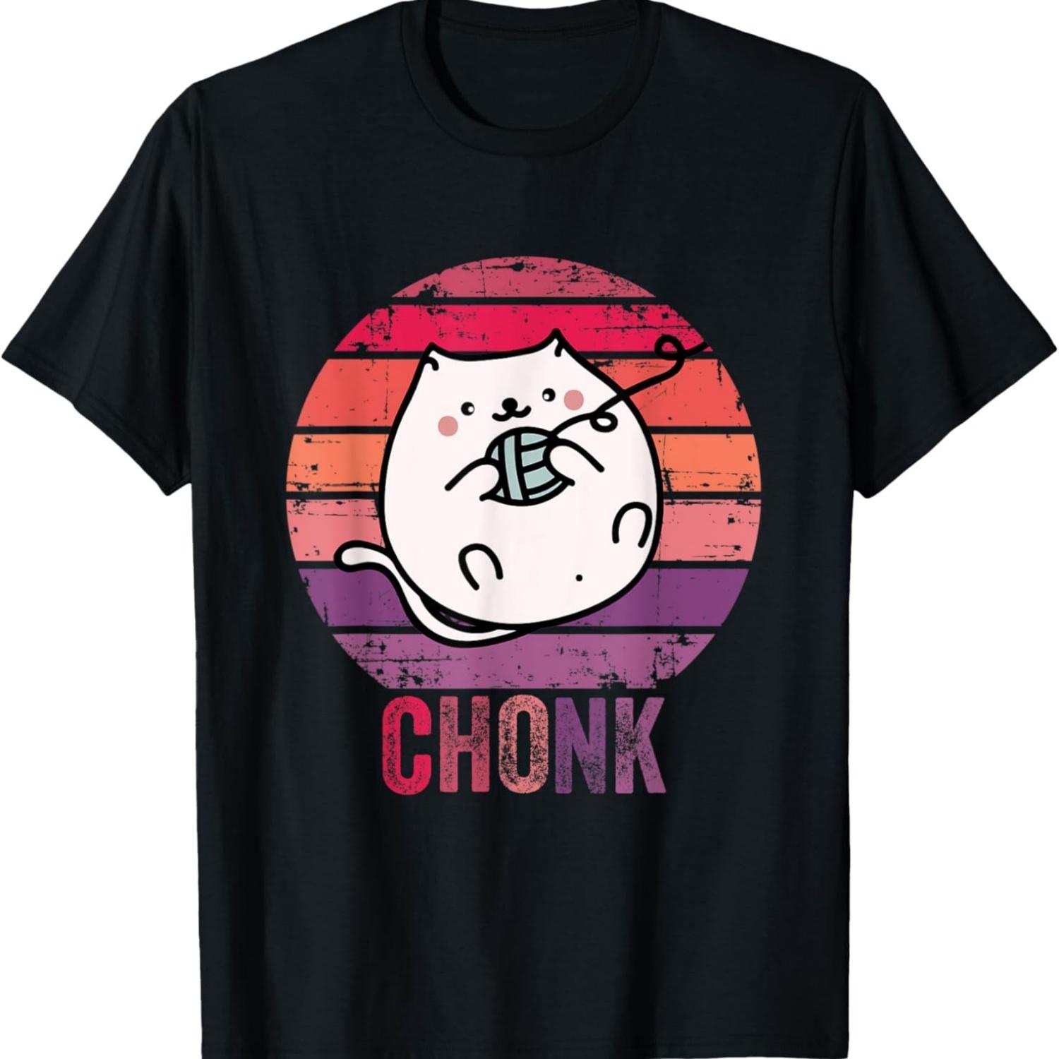 Chonk - Overweight Chubby Cat Meme T-Shirt S чёрный