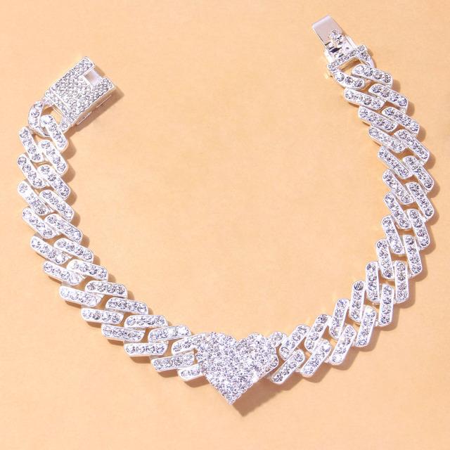 

12 мм Miami Iced Out Heart Shaped Cuban Link Ankle Band Chunky для мужчин и женщин, оптовая продажа, браслет, цепочка на ногу в стиле панк, ювелирные изделия на лодыжку 23cm