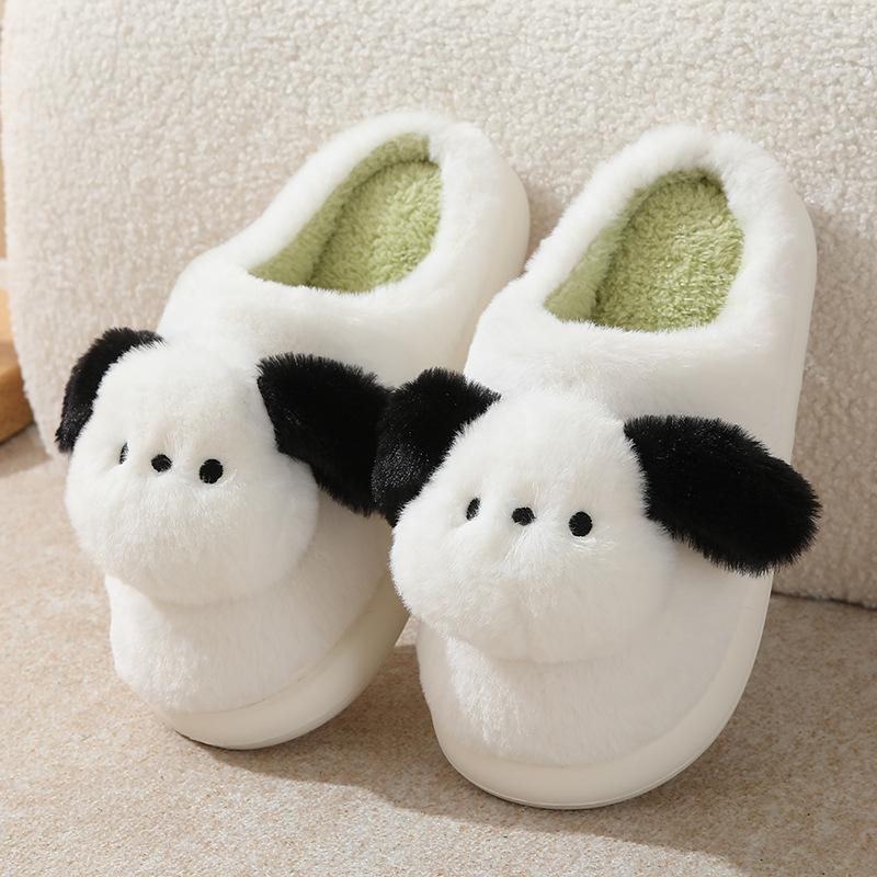 Cotton slippers female cute cartoon bag head non-slip wool slippers winter warm thick-soled confinement shoes