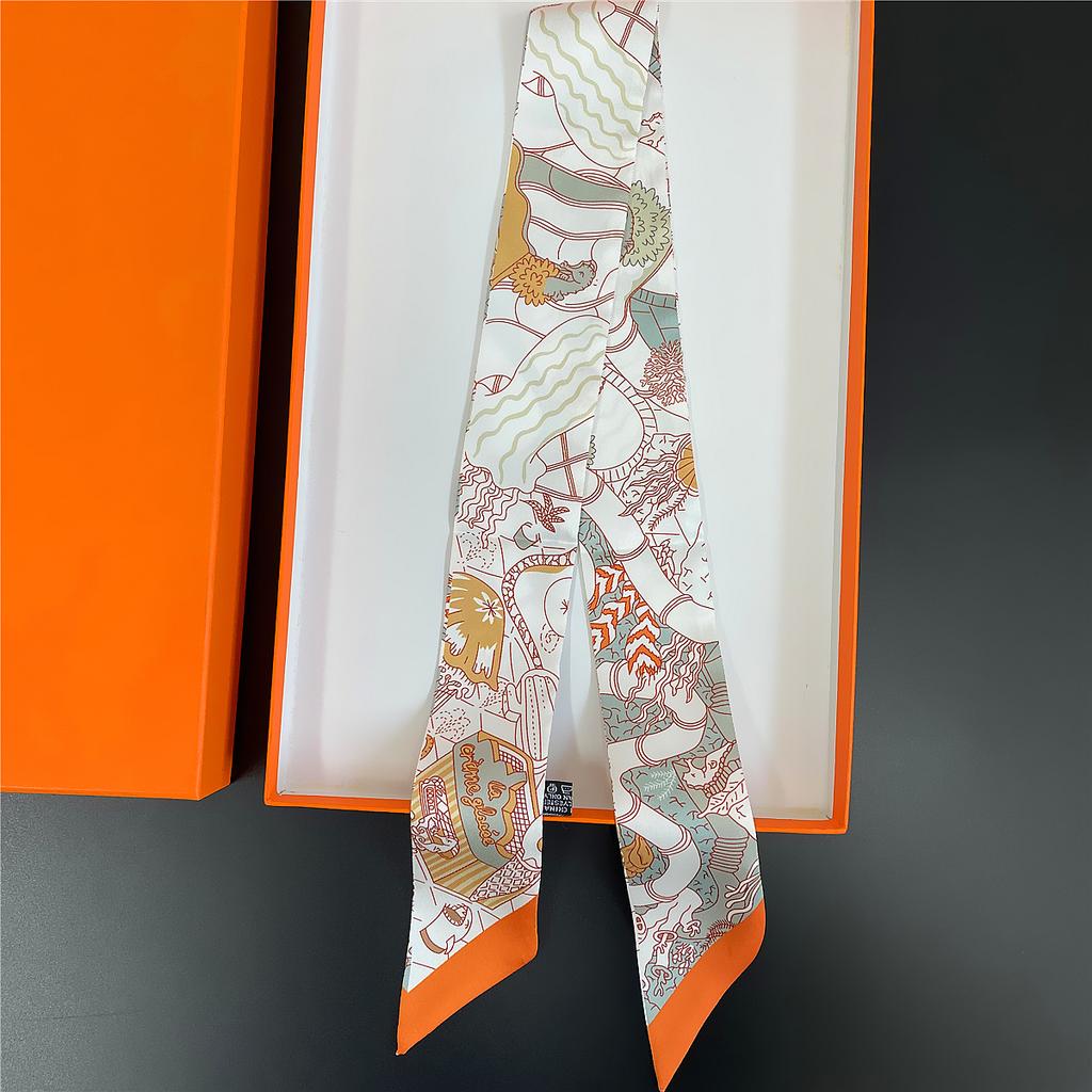 Double Colored Paisley Twill Silk Scarf New Brand Design Luxury Scarf Women Foulard Skinny Bag Scarves Neckerchief Hair Headband
