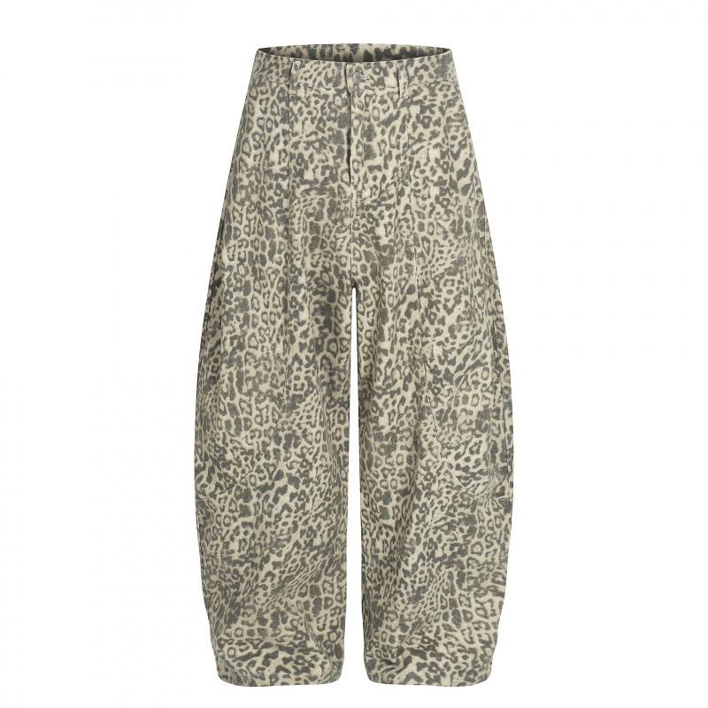 Guan Qu Leopard Print Street Style Unisex Loose Long Pants. XL цветной печати леопарда