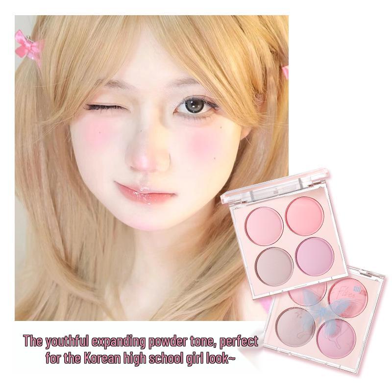 XIXI Diffuse Butterfly Blush: Korean-Style, Matte, Four-Color Palette with Natural Contouring and Color Payoff.