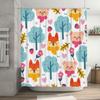 120x180cm Cartoon Animal Shower Curtain Waterproof Polyester Bathroom Decor for Kids Bathrooms Cute Animals Design (Blue)