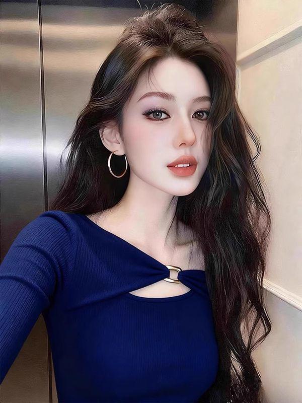 

Женский облегающий топ с длинным рукавом и вырезами на ключицах Pure Desire Spicy Girl , осенне-зимний дизайн. XL темно-синий