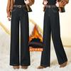 Womens Warm Fleece-Lined High-Waisted Wide Leg Straight Jeans Winter 2026 Deep Blue Comfort Fit