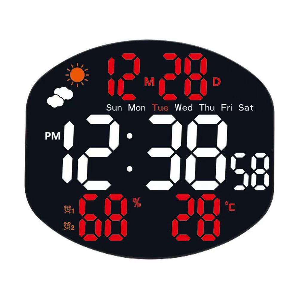 

LED Weather Display Electronic Wall Clock Clock With Temperature And Humidity Temperature Monitor Brightness Adjustment Function