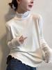 Stylish French Stand Collar Women's Long-Sleeve T-Shirt - Autumn/Winter Casual Wear