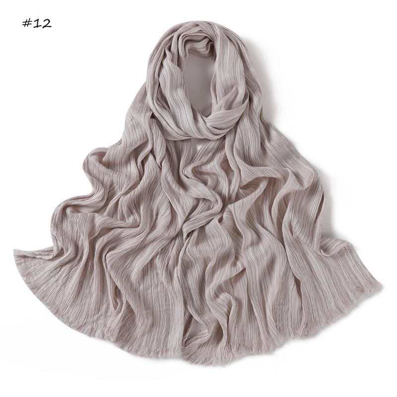 Neuankunft Damen Muslimischer Schal Schals Einfarbiges Kopftuch Wickeltücher Große Größe Einfaches Knitter-Viskose Hijab Islamischer Turban Kopfbänder Foulard