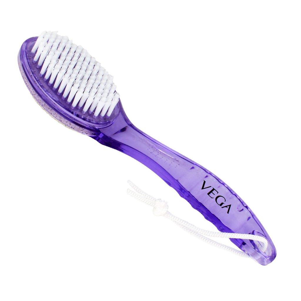 VEGA Pumice Stone/Nail Brush with Handle, Color May Vary & 4 In 1 Foot Pedicure Scraper Brush, Pumice Stone, Scrubber & File For Soft Care