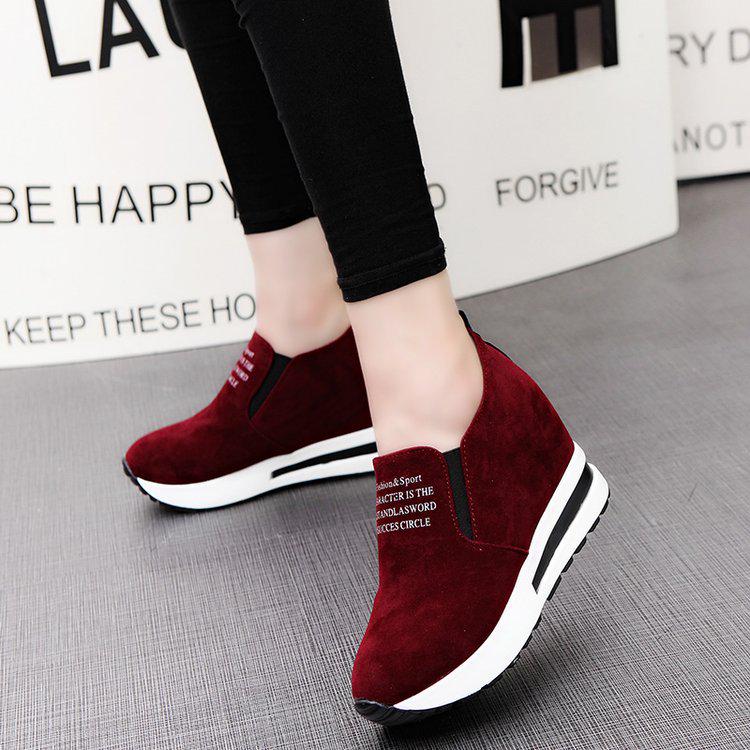 

2025 spring and autumn versatile Korean version of slope heel foreign trade women s shoes comfortable loafers women s inner height increase c 35 чёрный
