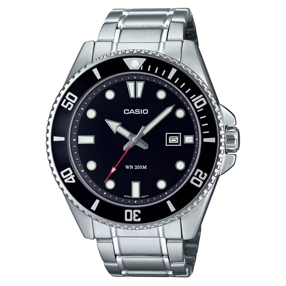 Casio Men s Dive Watch MDV-10-1A2VDF Black Dial, Silver/Black, Classic Design