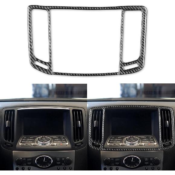 NVCNX Real Carbon Fiber Compatible with Infiniti G35 G37 X S 2007 2008 2009 2010 Sedan Coupe Convertible Car Accessories Interior Trim Dash CD AC