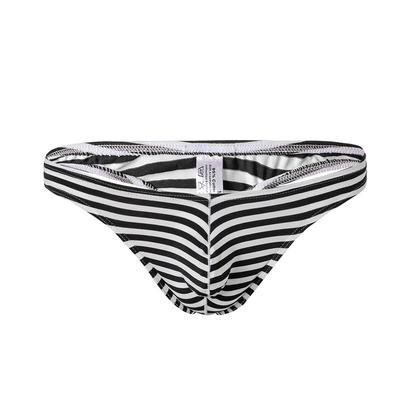 Men's Fashionable Low-Waist Striped Cotton Thong - Comfortable, Sexy, and High-End