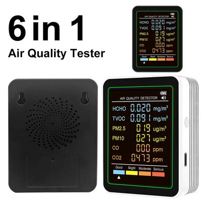 6 In 1 Multifunctional Air Quality Monitor Household Formaldehyde TVOC HCHO PM2.5 CO Air Quality Tester Carbon Dioxide Detector