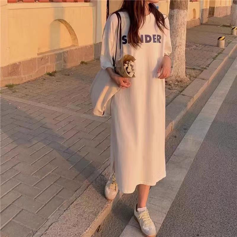 YYFS Dámská móda Léto Jaro 1/2 rukávy Kulatý výstřih Volný pas Ležérní šaty