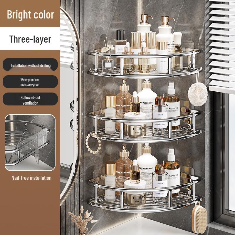 Triangle Corner Bathroom Shelf for Toiletries and Cosmetics