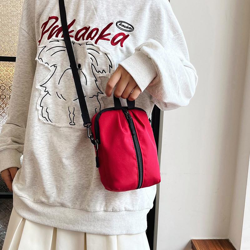 Trendy Japanese Style Fashion Crossbody Bag Stylish Small Square Purse In Green Red Black White