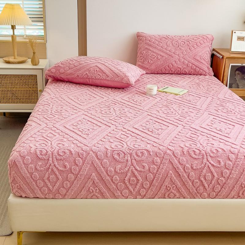 

1 шт. Жакоардовый чехол для кровати, утолщенный бархатный чехол для матраса, сохраняющий тепло, простыня на резинке, пылезащитный нескользящий протектор для матраса, эластичные простыни 90x190x30cm