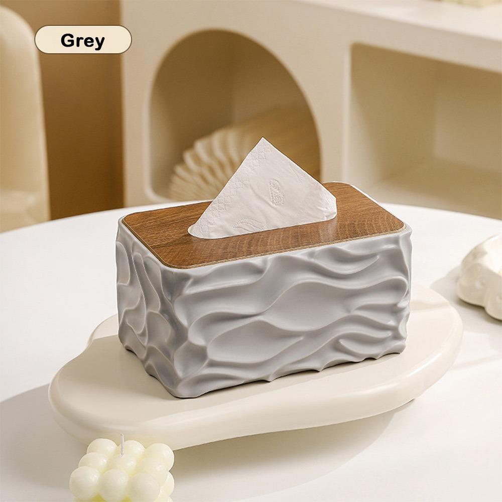 Durable Large Capacity Tissue Box Cover Dust-proof Creative Tissue Storage Box Wooden Lid Elegant Tissue Box Holder Living Room серый